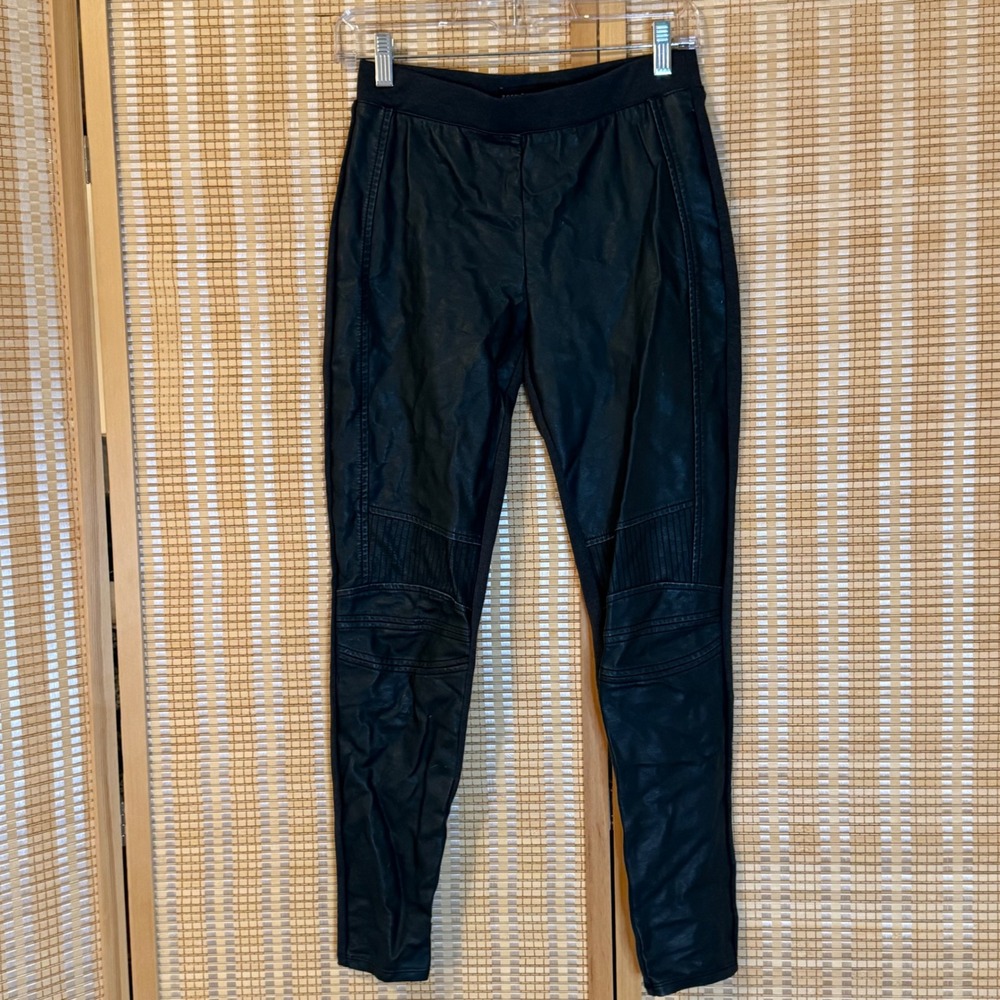 Rock & Republic Womens‎ Black Faux Leather Moto Leggings Skinny Pants S Biker